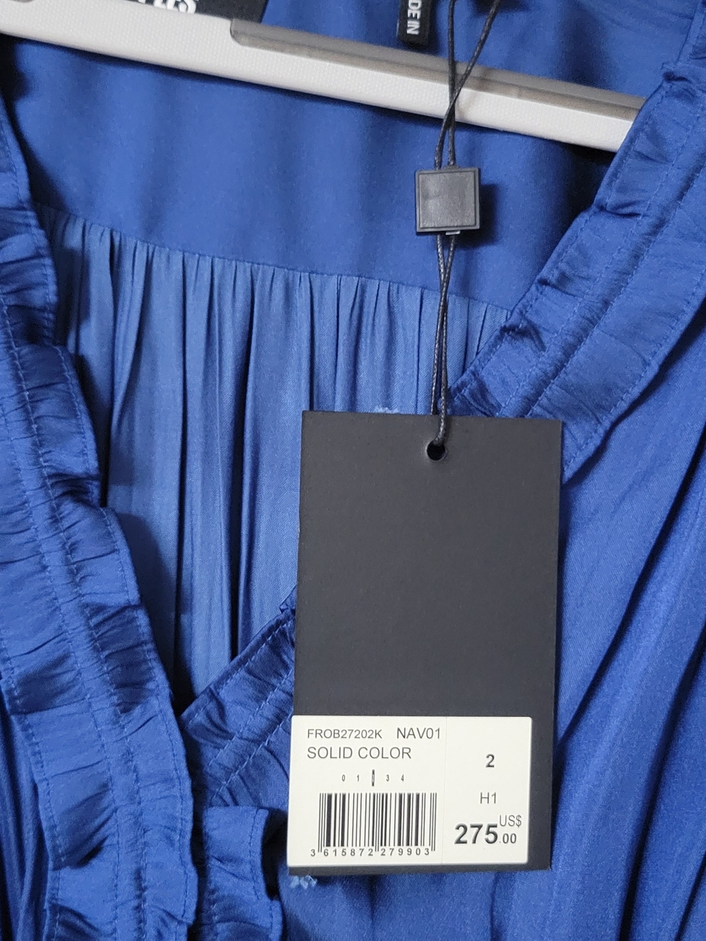 The Kooples Royal Blue Pleated Long-Sleeve Mini Dress - Picture 2 of 3